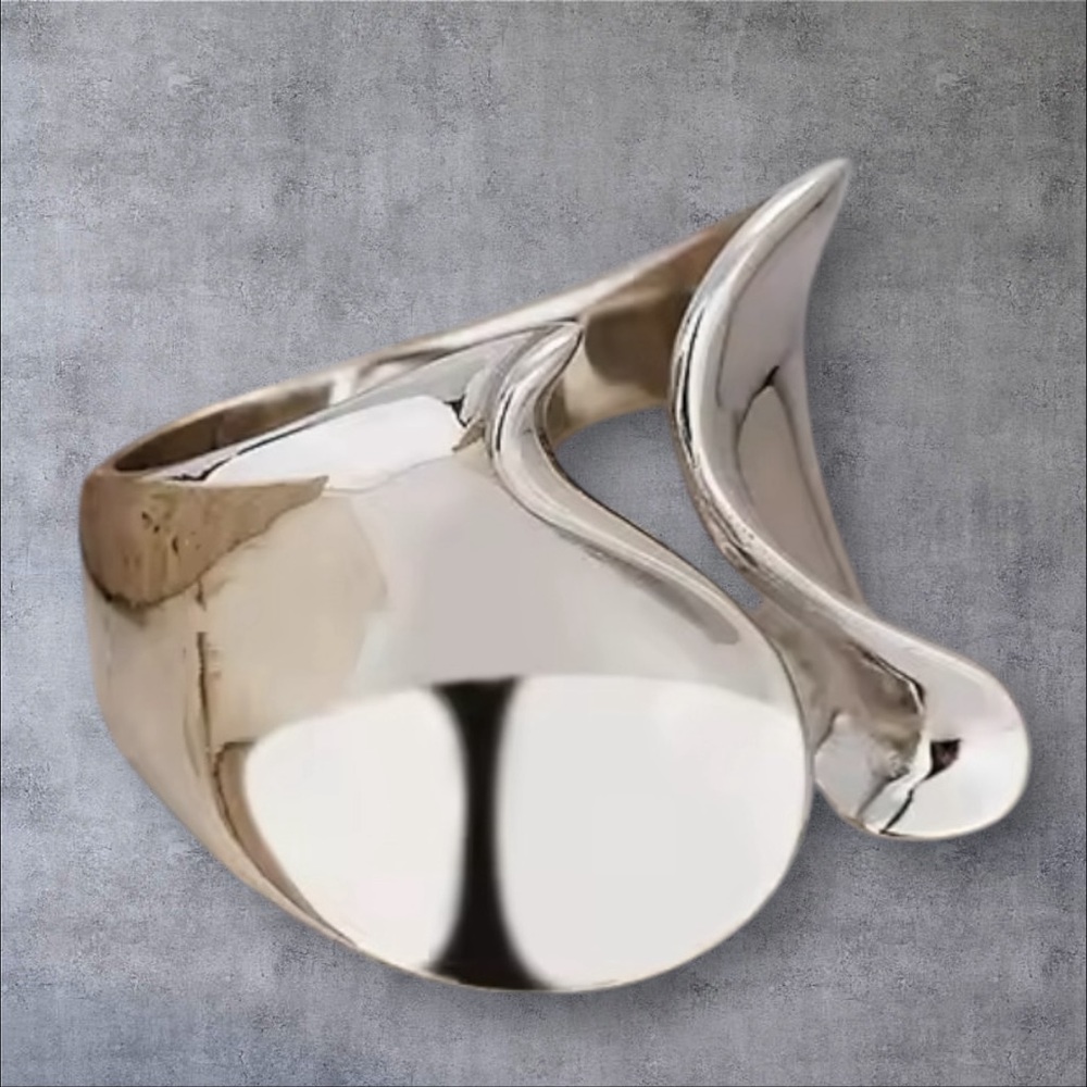 Solid Silver Thumb Ring Adjustable Size Stamped .… - image 4